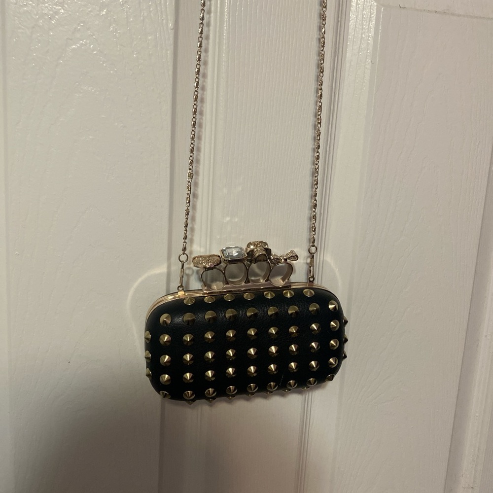 Black and Gold Studded Clutch